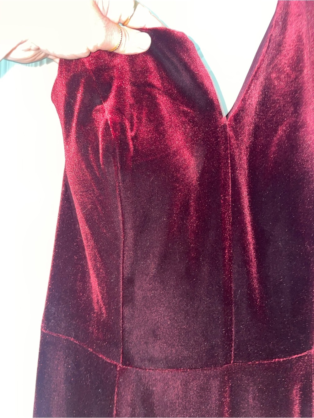 Betsy & Adam Ella Velvet One-Shoulder Gown Maxi Dress Lined Burgundy Size 16 - Picture 3 of 9